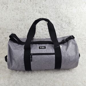 NWT Victoria's Secret Gray Black Duffle Gym Bag NWT